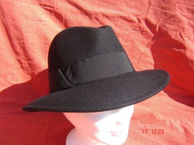 sportlicher chicer Damenhut Fedora bester Wollfilz in Farbe schwarz DH162