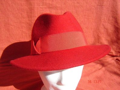 sportlicher chicer Damenhut Fedora bester Wollfilz in Farbe rot DH161