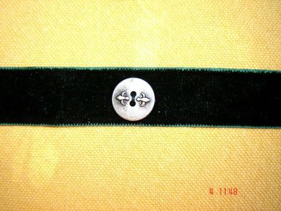 Kropfband Halsband Samtband dunkel grün Auflage altsilberfarben Choker Dirndlschmuck
