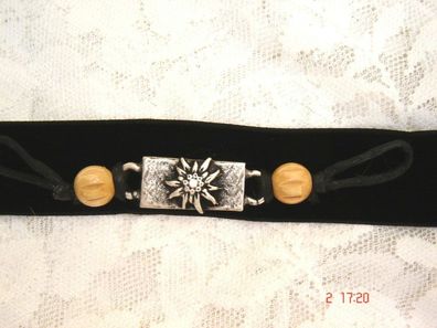 Halsband Kropfband Samtband Samt schwarz mit Perlen Dirndlschmuck p