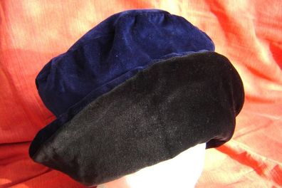 Damenhut Samthut schwarz doppelt dicker Winterhut schwarz und blau Baumwollsamt p