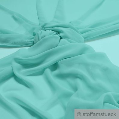 Stoff Polyester Chiffon helltürkis transparent leicht weich fallend türkis