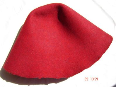 Hutstumpen Modist Zubehör Stumpen feste Wolle rot mit blau eingearbeitet 30-5