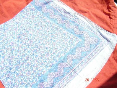 großes Tuch Baumwolle weich leicht tolles Muster hellblau rose weiß 100x100cm Zp