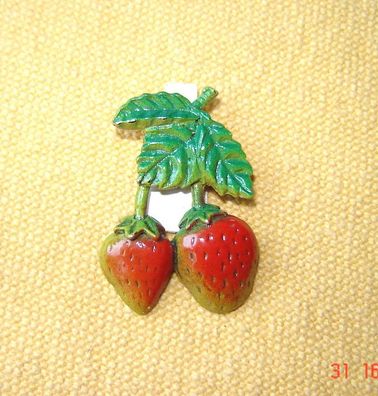 Trachtenbrosche Erdbeeren handbemalt Anstecknadel Brosche Obst p
