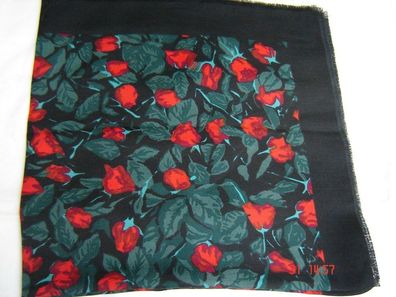 Trachtentuch Streurosen Rosen sehr schönes Kopftuch schwarz m rot 70x70cm Z p