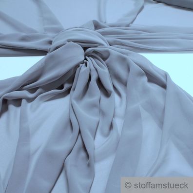 Stoff Polyester Chiffon hellgrau transparent leicht weich fallend grau