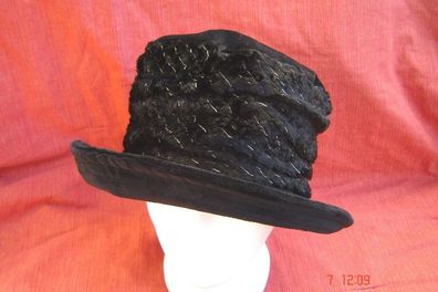 Damenhut Samthut schwarz schwere Winterqualität Baumwolle mit weiterem Rand