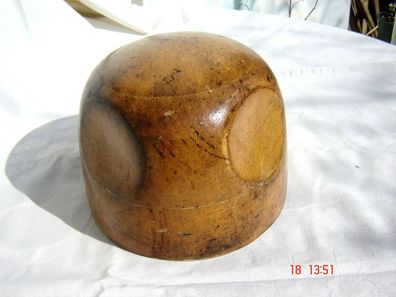 Holzform Hutform Holzkopf Damenhut Holz viel benützt unbeschädigt hatblock 1900
