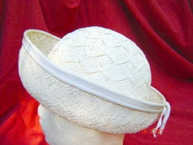 Vintage Einzelstück Damenhut Strohhut naturweiß 60er Jahre rundum aufgeschlagen pPV
