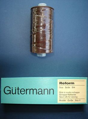 Gütermann Nähseide 100% Seide OVP 100mtr Gr 10/3 Fb 769 dunkelbraun