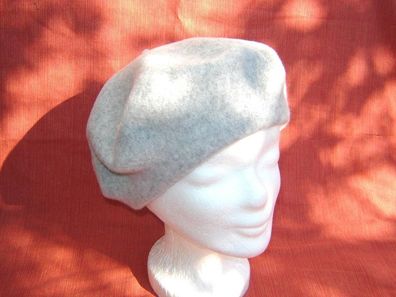 Baskenmütze Damenmütze klassische Baske weiche Wolle Walk Farbe hellgrau meliert p
