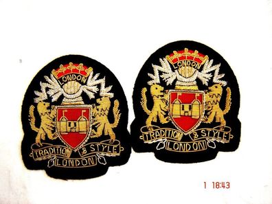 Badge Patch Aufnäher Wappen "Tradition &Style London" Bouillonstickerei