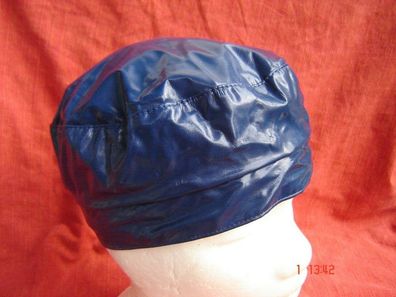 Damenhut Cap Regencap blau Lacklederoptik Kappe Basecap ohne Schirm p B13