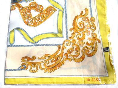 Nikituch Ornamente weiß m gelb türkis Tüchlein Halstuch Microfaser Polyester 58cm Z p