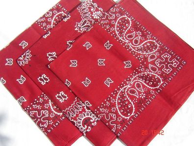 Set 3x Nikituch Bandana weinrot Paisleymuster Kopftuch Halstuch Baumwolle p