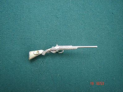 Anstecknadel Gewehr silberfarben 5,7 cm Jagd Westernreiten Brosche Cowboy