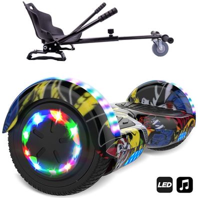 MegaMotion Bluetooth Hoverboard Elektro Scooter mit Motorbeleuchtung mit Hoverkart