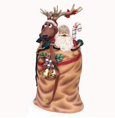 Weihnachtsmann Sack Werbefigur Rentier Weihnachten Christmas Deko Figur Statue Handel