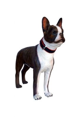Boston Terrier Hund Figur lebensgroß Aufstellfigur Statue Skulptur Garten Haus Hund