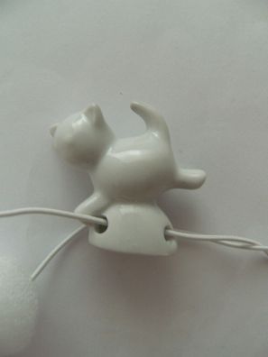 Porzellan Tropfenfänger Katze springend, weiß, für Kaffee- oder Teekannen, Figur Tier