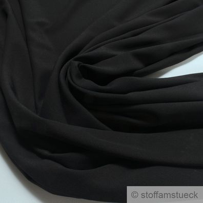 Stoff Polyester Crêpe de Chine leicht schwarz knitterarm