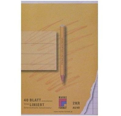 7x Marke Format Heft 2KR A5 40 Blatt liniert mit 10mm Korrektur rand Restposten