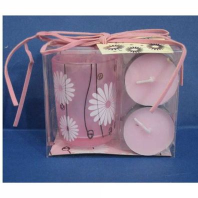 Teelichthalter "Flower Power" - rosa