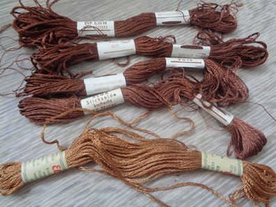 5 Lagen Stickseide braun- VEB alwo Altenburger Wollspinnerei