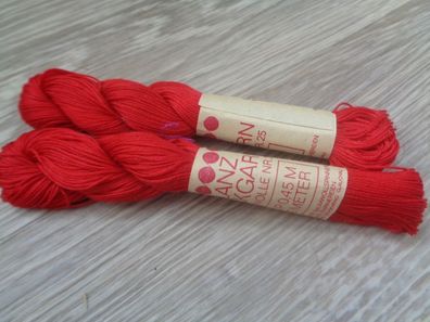 2 x Stickgarn- Glanzstickgarn- Baumwolle rot