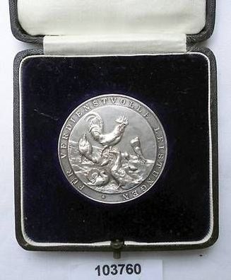 alte Silber Medaille Geflügelzüchter Ausstellung Uichteritz 1924 im Originaletui