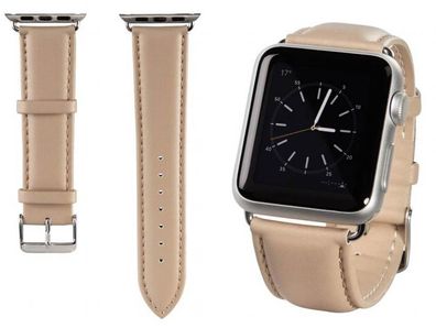 Hama UhrenArmband UhrenBand Classic Beige für Apple Watch iWatch 38mm 42mm