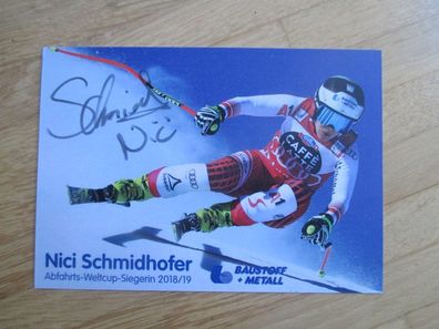 Österreich Skistar Weltmeisterin Nicole Nici Schmidhofer - handsigniertes Autogramm!!