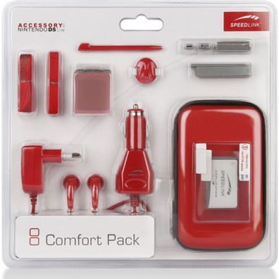 Speedlink PACK Rot HardCase Tasche Kopfhörer Ladegerät Pen für Nintendo DS Lite