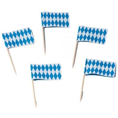 Deko-Picker-Flaggen "bayrische Raute" - Abnahmemenge: 50 Stück oder 200 Stück