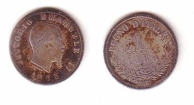 1 Lira Silber Münze Italien 1863 M