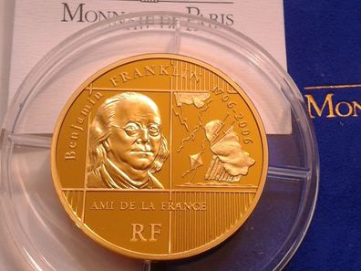 100 euro 2006 PP Frankreich Benjamin Franklin 155,5g 5 Unzen Gold 5oz. Gold