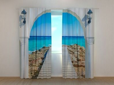 Fotogardine Meer Vorhang bedruckt Fotodruck Fotovorhang mit Motiv nach Maß