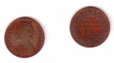 One Quarter Anna Kupfer Münze Indien 1882