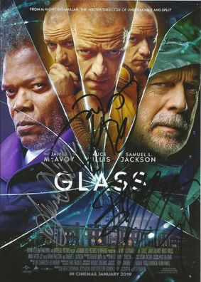 Glass Cast Autogramm Bruce Willis Samuel L. Jackson James McAvoy