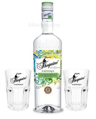 Thoquino Cachaca Set - Thoquino Cachaca 1L (40% Vol) + 2xGläser Glas Caipirinha