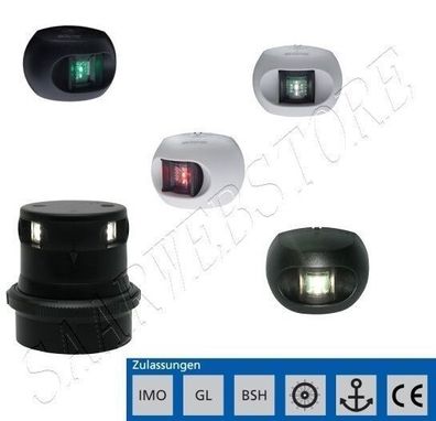 Positionslaterne LED BSH Zulassung Gehäuse weiß/ schwarz Navigationslampen