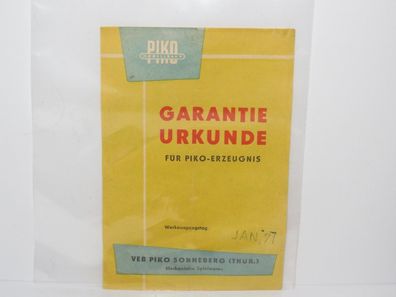 Piko Garantie Urkunde - Januar 71 - Sonnenberg
