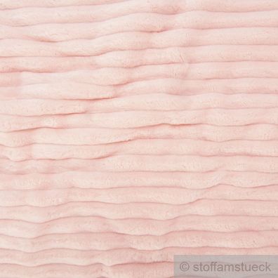 Stoff Polyester Minky Fleece pastellrosa Streifen Soft Fleece Mole Fleece