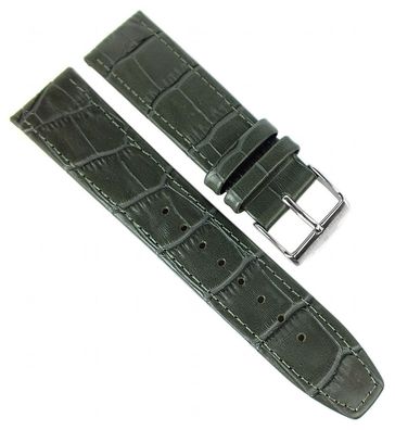 Jacques Lemans | Uhrenarmband grau Leder 22mm Kroko-Prägung | 1-1542