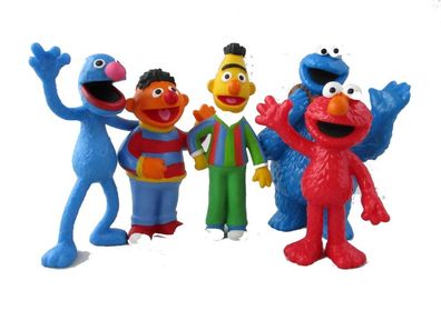 Sesamstraße Figuren 5'er Set Grobi Bert Ernie Krümelmonster Elmo Cookie Monster