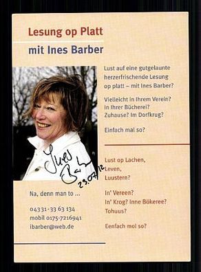 Ines Barber Autogrammkarte Original Signiert Schriftsteller + 71215