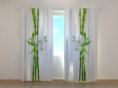 Fotogardine Bambus Orchidee Vorhang bedruckt Fotodruck Fotovorhang nach Maß