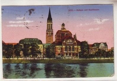 12212 Feldpost Ak Kiel Rathaus und Stadttheater 1919