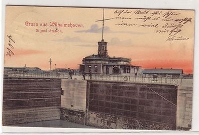 57613 Ak Gruß aus Wilhelmshaven Signal Station 1903